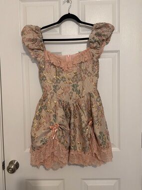 Sugar Thrillz Blush Lace Ruffled Top